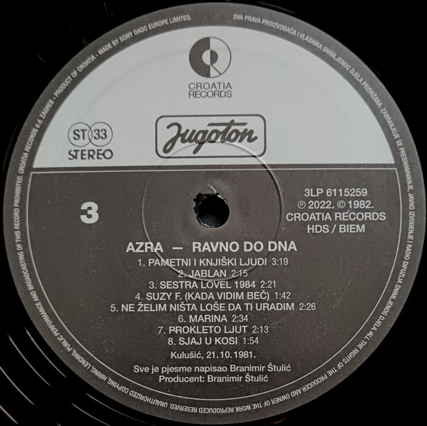 Azra (3) - Ravno Do Dna (3xLP, Album, RE, RM, 180)