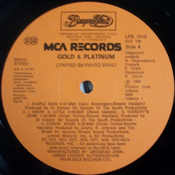 Lynyrd Skynyrd Band* - Gold & Platinum (2xLP, Comp)