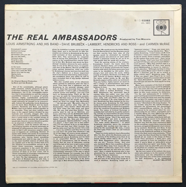 Louis Armstrong And His Band, Dave Brubeck, Lambert, Hendricks And Ross* and Carmen McRae - The Real Ambassadors (LP, Album, Mono)