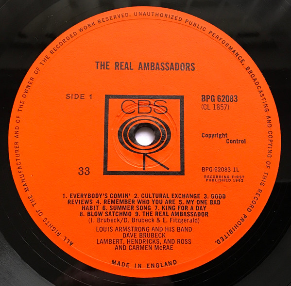 Louis Armstrong And His Band, Dave Brubeck, Lambert, Hendricks And Ross* and Carmen McRae - The Real Ambassadors (LP, Album, Mono)