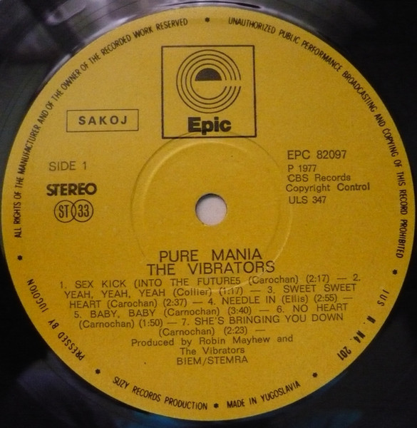The Vibrators - Pure Mania (LP, Album)