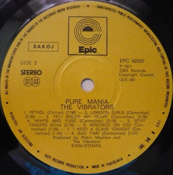 The Vibrators - Pure Mania (LP, Album)