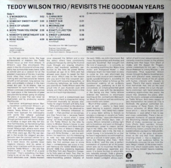 Teddy Wilson Trio - Revisits The Goodman Years (LP, Album)