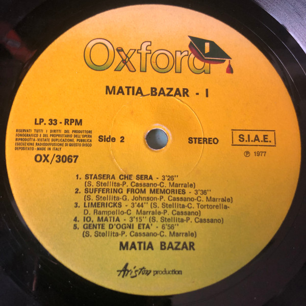 Matia Bazar - Matia Bazar 1 (LP, Album, RE)
