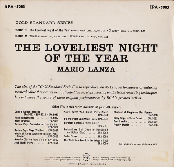 Mario Lanza - The Loveliest Night Of The Year (7