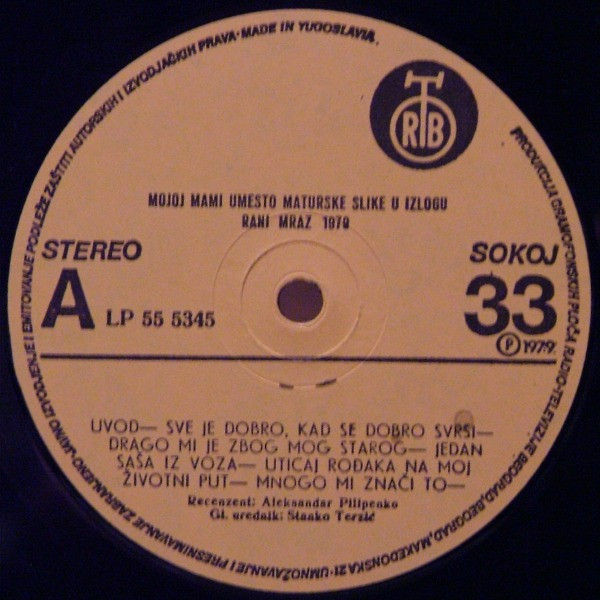 Rani Mraz - Mojoj Mami, Umesto Maturske Slike U Izlogu (LP, Album)