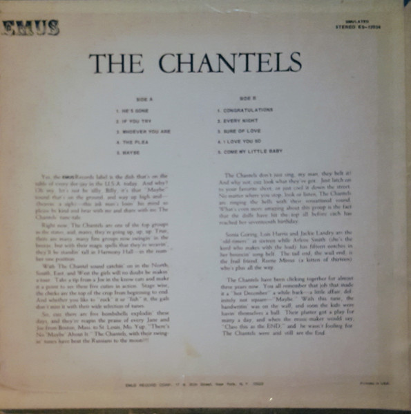 The Chantels - The Chantels (LP, Album, RE)