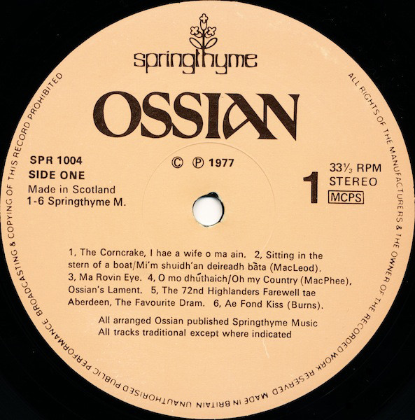 Ossian (2) - Ossian (LP, Album, Tex)