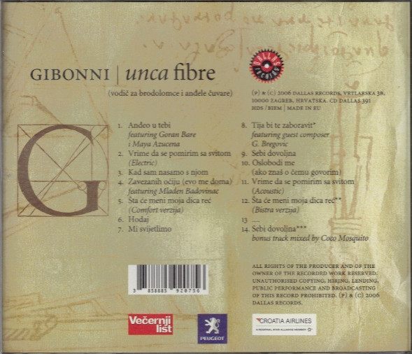 Gibonni* - Unca Fibre (Vodič Za Brodolomce I Anđele Čuvare) (CD, Album)