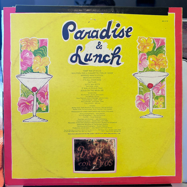 Ry Cooder - Paradise And Lunch (LP, Album)