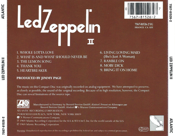 Led Zeppelin - Led Zeppelin II (CD, Album, RE)