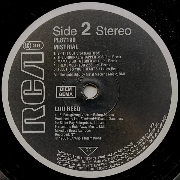 Lou Reed - Mistrial (LP, Album)