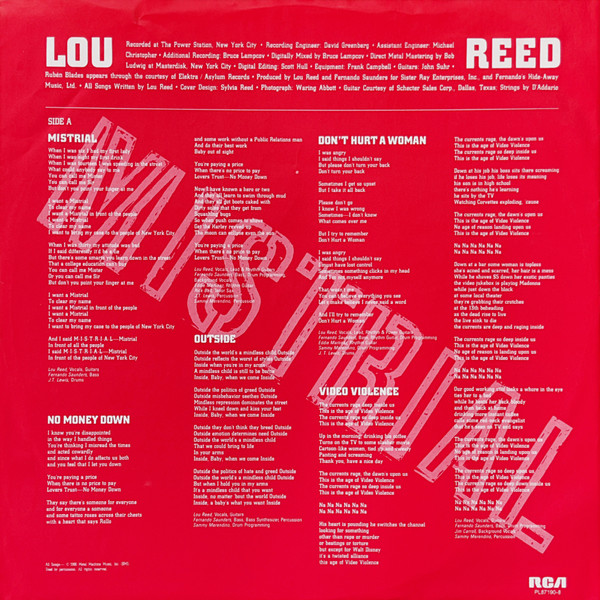 Lou Reed - Mistrial (LP, Album)
