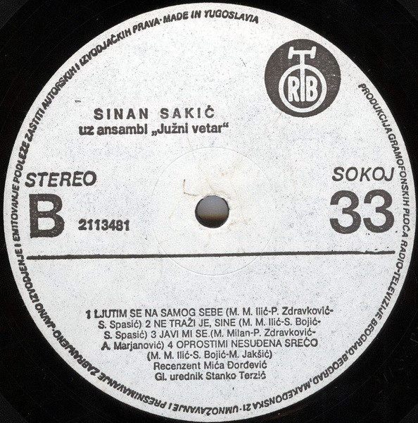 Sinan Sakić Uz Ansambl Južni Vetar* - Reci Sve Želje (LP, Album)
