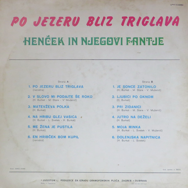 Henček In Njegovi Fantje - Po Jezeru Bliz Triglava (LP, Album)