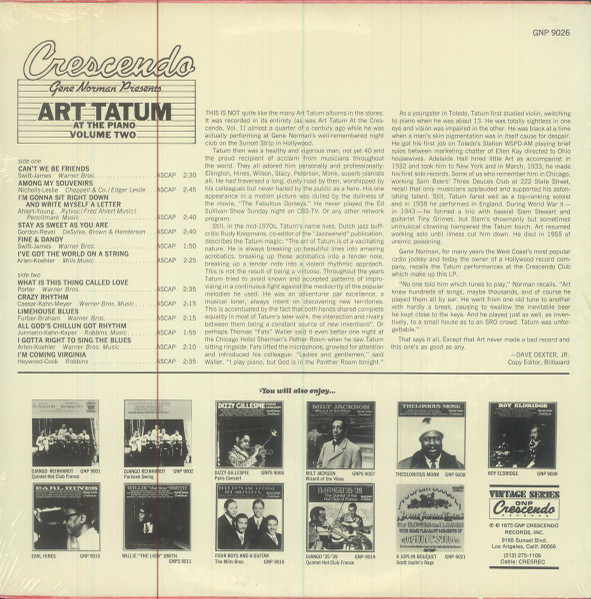 Art Tatum - Art Tatum At The Crescendo Vol. II (LP, Album)