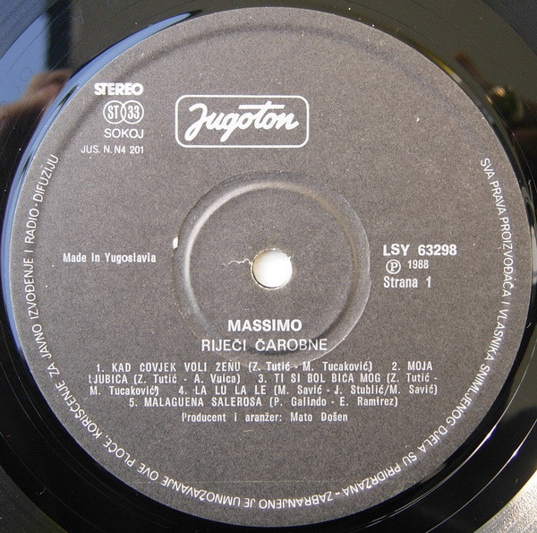 Massimo* - Riječi Čarobne (LP, Album)