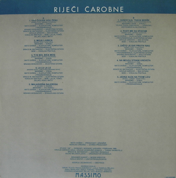 Massimo* - Riječi Čarobne (LP, Album)