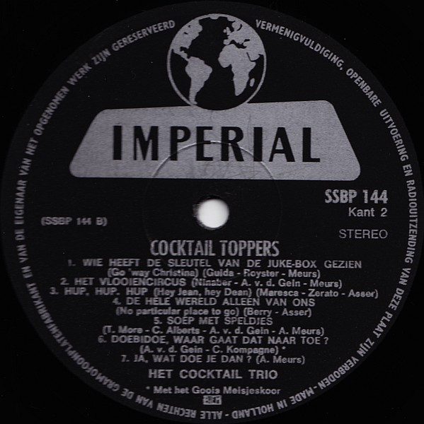 Het Cocktail Trio* - Cocktail Toppers (LP, Comp, Club)
