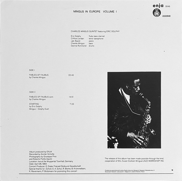 The Charles Mingus Quintet - Mingus In Europe Volume I (LP, Album, RE)