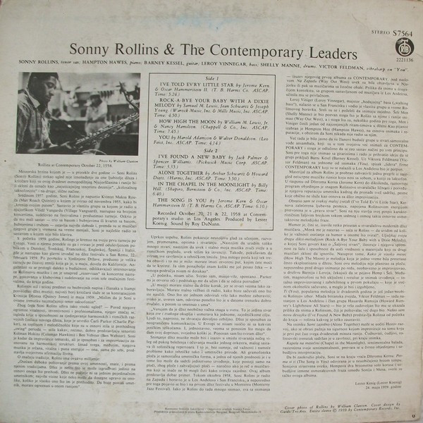 Sonny Rollins - Sonny Rollins And The Contemporary Leaders (LP, Album, RE)