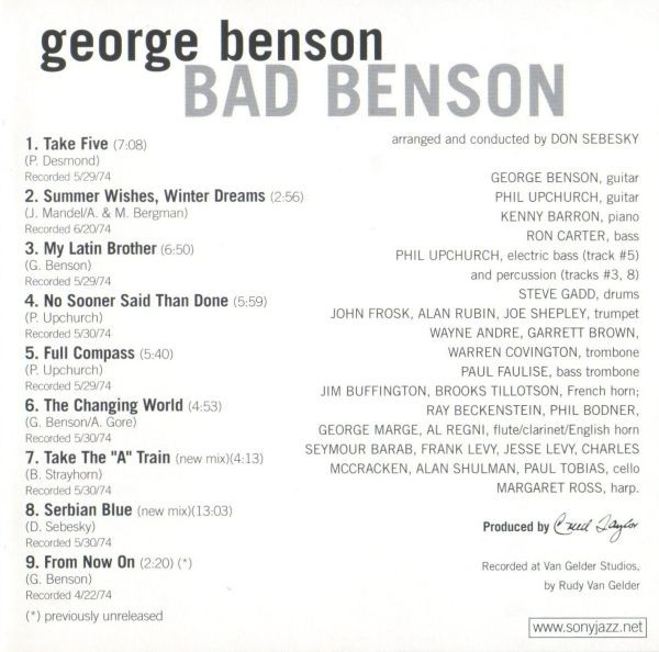 George Benson - Bad Benson (CD, Album, RE, RM)
