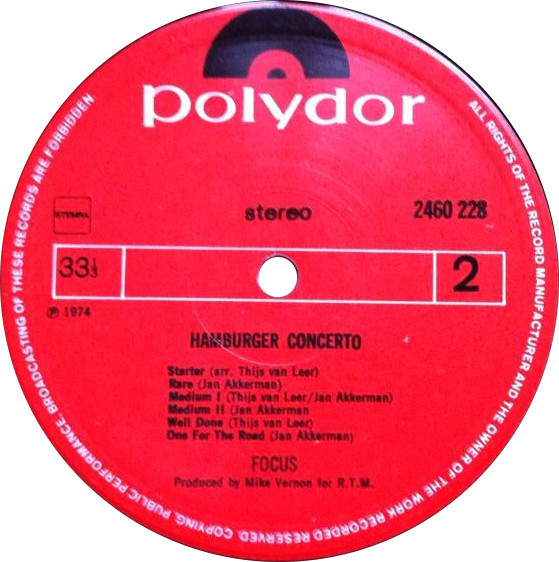 Focus (2) - Hamburger Concerto (LP, Album, Gat)