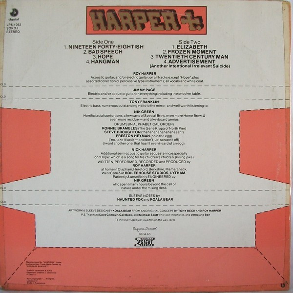 Roy Harper & Jimmy Page - Whatever Happened To Jugula? (LP, Album)