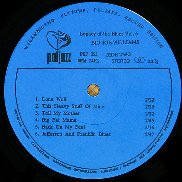 Big Joe Williams - The Legacy Of The Blues Vol. 6 (LP, Album, RE)