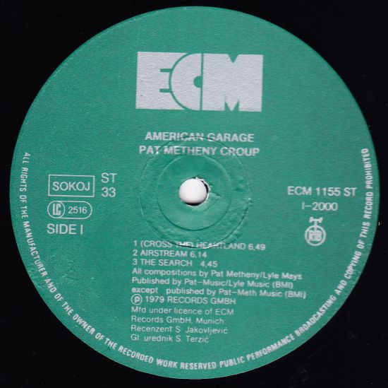 Pat Metheny Group - American Garage (LP, Album, RE)