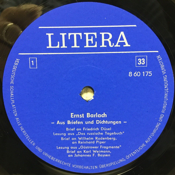 Ernst Barlach - Aus Briefen und Dichtungen (LP, Album, Mono)