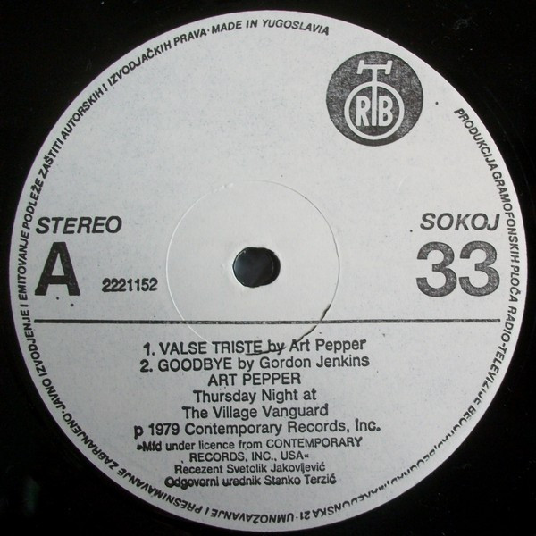 Art Pepper - Thursday Night At The Village Vanguard (LP, Album)