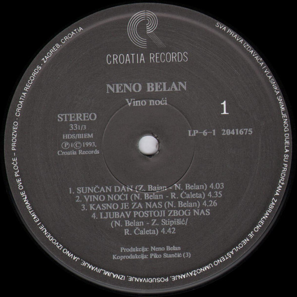 Neno Belan - Vino Noći (LP, Album)