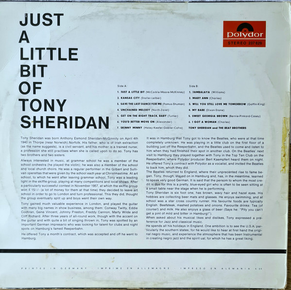Tony Sheridan - Just A Little Bit Of Tony Sheridan (LP, Album)