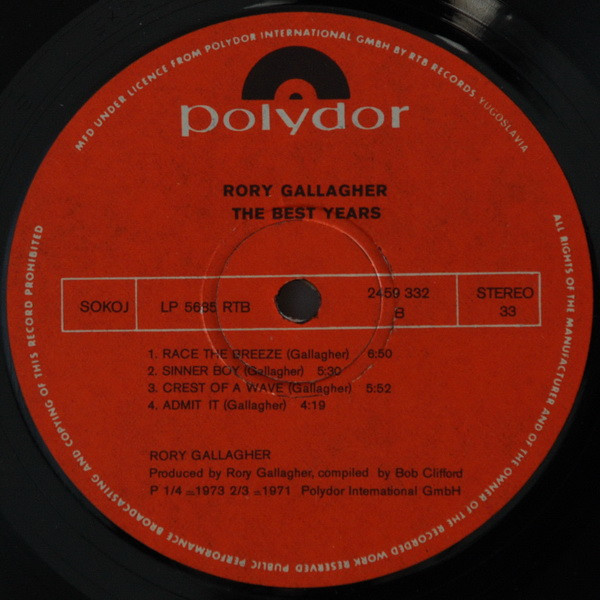 Rory Gallagher - The Best Years (LP, Comp)
