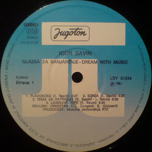 Igor Savin - Glazba Za Sanjarenje - Dream With Music (LP, Album)