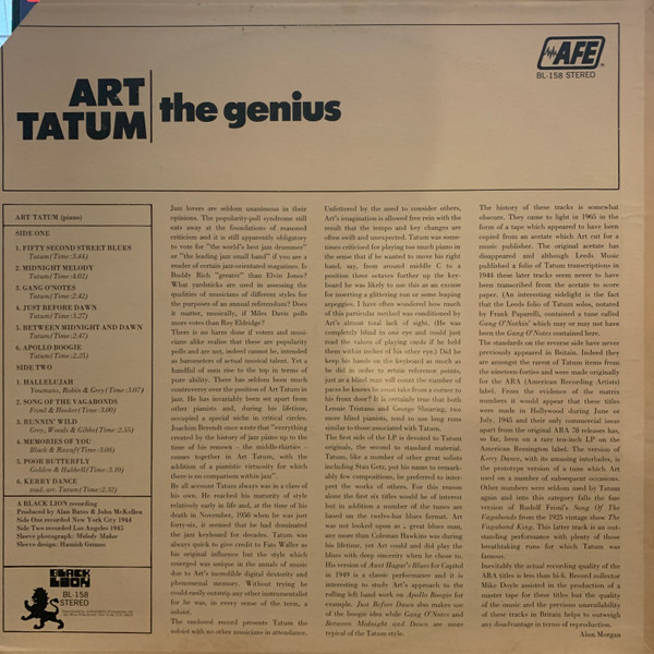 Art Tatum - The Genius (LP, Album, Bla)
