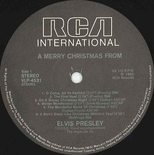 Elvis Presley - A Merry Christmas From Elvis Presley (LP, Album, RE)