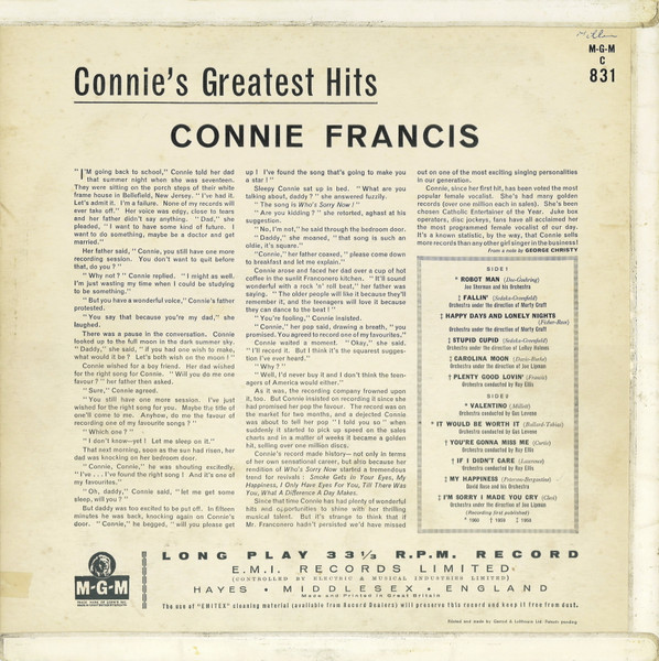 Connie Francis - Connie's Greatest Hits (LP, Comp, Mono)