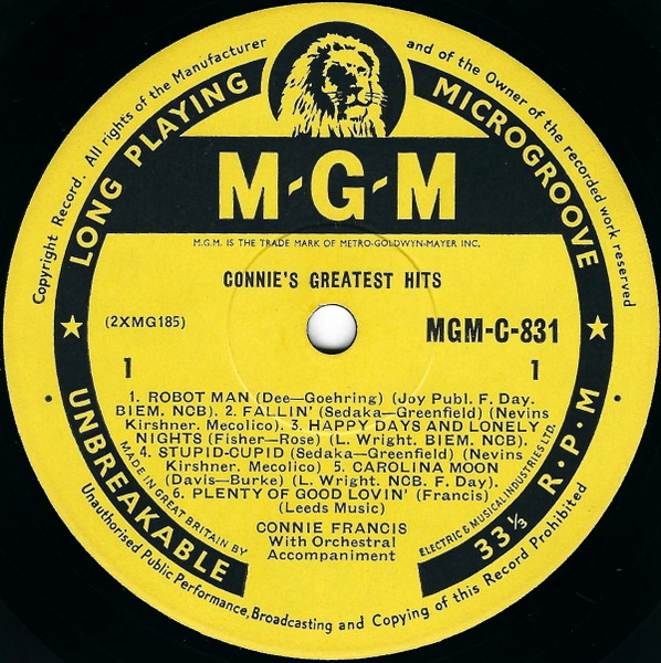 Connie Francis - Connie's Greatest Hits (LP, Comp, Mono)