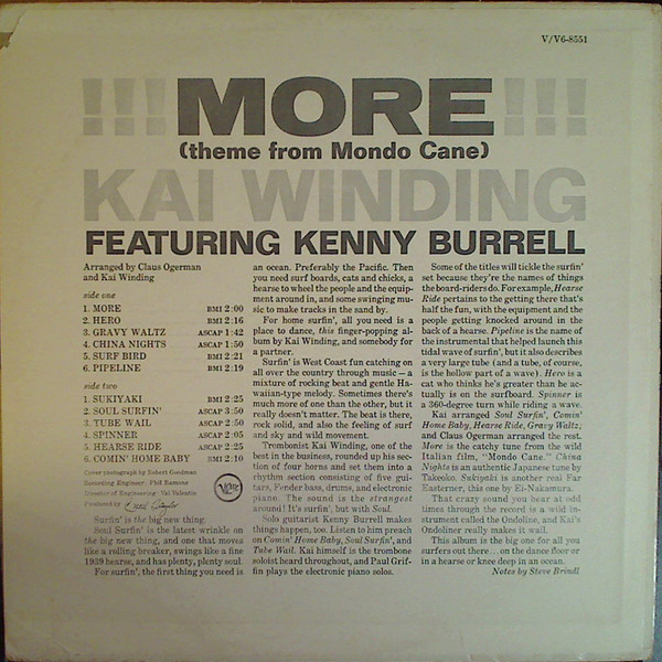 Kai Winding Featuring Kenny Burrell - !!! More !!! (Theme From Mondo Cane) (LP, Album, Mono, MGM)