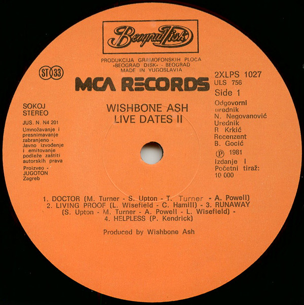 Wishbone Ash - Live Dates Volume Two (2xLP, Album)