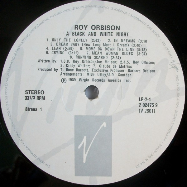 Roy Orbison And Friends* - A Black And White Night Live (LP, Album)