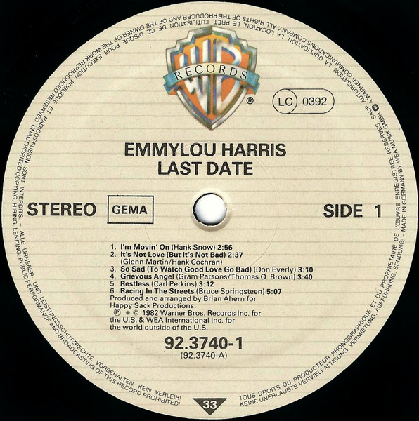 Emmylou Harris - Last Date (LP, Album)