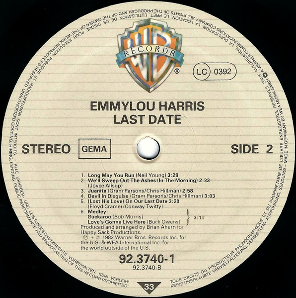 Emmylou Harris - Last Date (LP, Album)