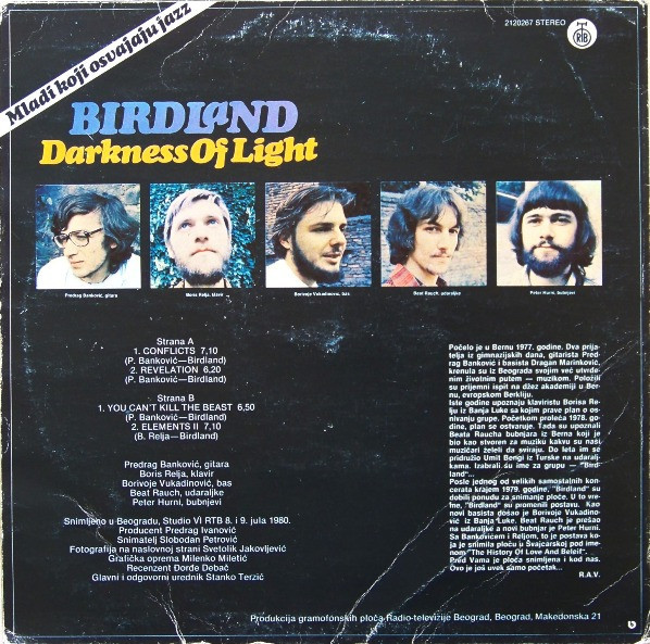 Birdland (3) - Darkness Of Light (LP, Album, Yel)