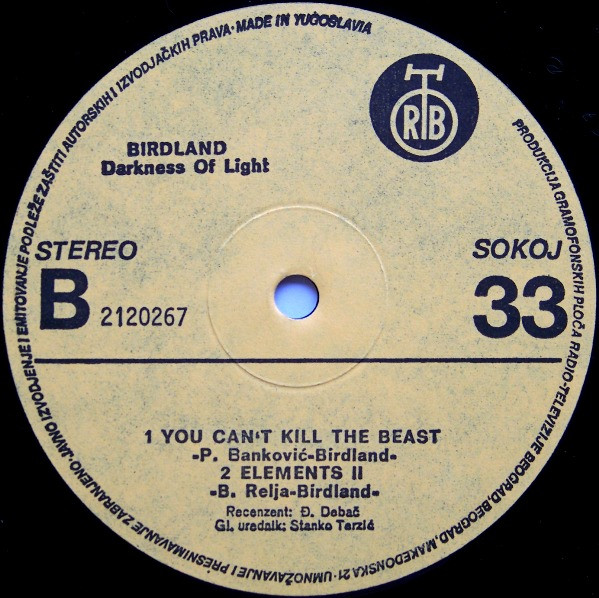 Birdland (3) - Darkness Of Light (LP, Album, Yel)