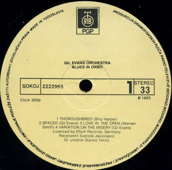 Gil Evans Orchestra* - Blues In Orbit (LP, Album)