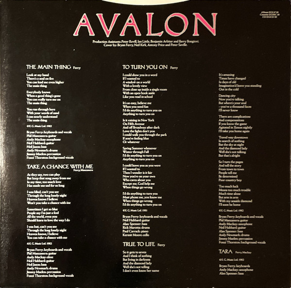 Roxy Music - Avalon (LP, Album, RE)