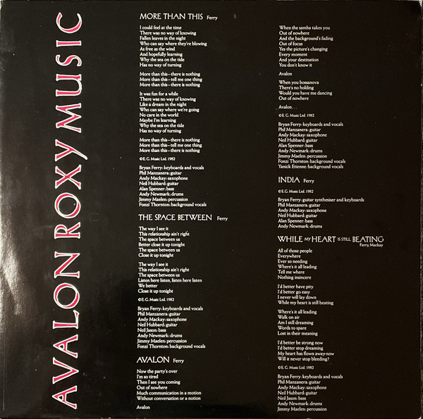 Roxy Music - Avalon (LP, Album, RE)